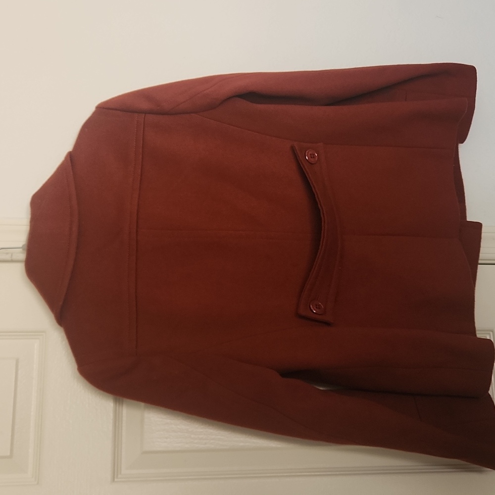 J CREW Peacoat Wool By Nello Gori 100% Wool Burnt Dark Orange Jacket Size 8 - Picture 12 of 15